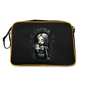 Coffee Addicted - Retro Tasche - Schwarz/Gold - Hinten