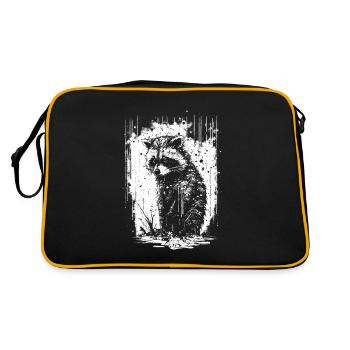 Raccoon White & Black Stencil - Retro Bag - black/gold - Back