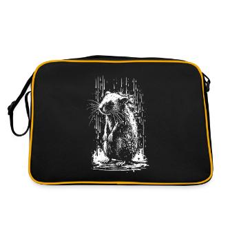 Pochoir de rat Art Blanc et Noir - Sac Retro - noir/or - Dos