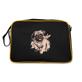 Petit chien carlin mignon - Sac Retro - noir/or - Dos
