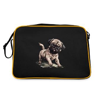Petit chien carlin mignon - Sac Retro - noir/or - Dos