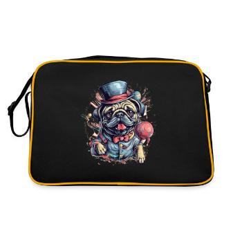 Petit chien carlin mignon - Sac Retro - noir/or - Dos