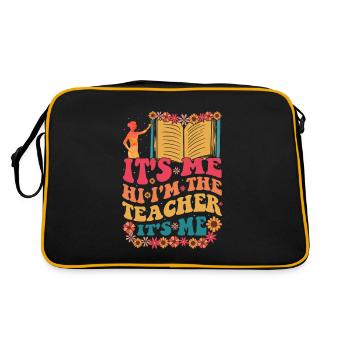 Hallo, ich bin's, ich bin der Lehrer, lustig, groovy - Retro Tasche - Schwarz/Gold - Hinten