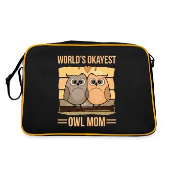 World's Okayes Owl Mom - Retro Tasche - Schwarz/Gold - Hinten
