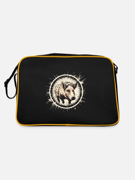 Hog Hunting Crosshair - Retro Tasche - Schwarz/Gold - Hinten