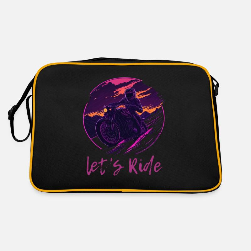 Let's Ride Synthwave Motorradfahrer Retro Tasche