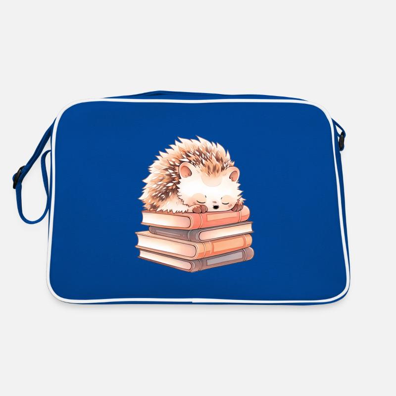 Cute hedgehog sleeping on books Retro Bag