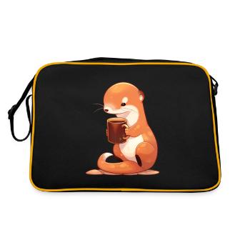 Cute Mongoose holding coffeev - Retro Bag - black/gold - Back