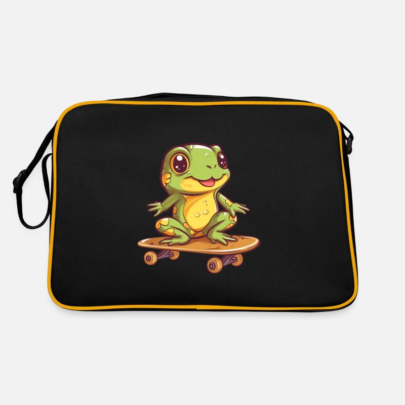 Frog on a skateboard Retro Bag
