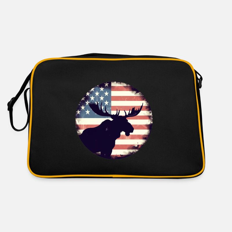 American Flag Moose Retro Bag