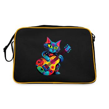 Cat playing guitar - Retro Bag - black/gold - Back
