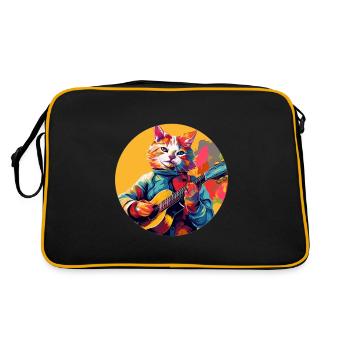 Cat playing guitar - Retro Bag - black/gold - Back
