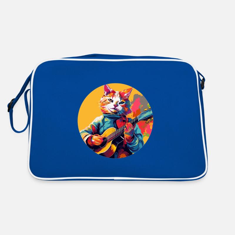 Cat playing guitar Retro Bag