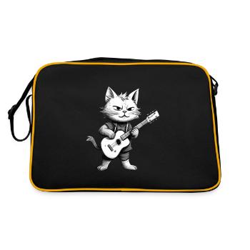 Cat playing guitar - Retro Bag - black/gold - Back