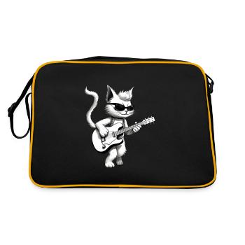 Cat playing guitar - Retro Bag - black/gold - Back