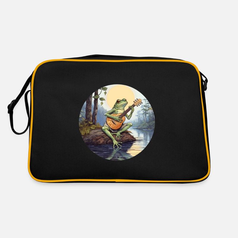 Frog playing banjo Retro Bag