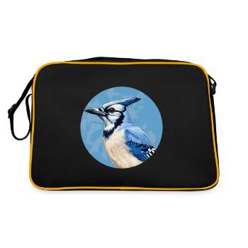 Blue jay bird - Retro Bag - black/gold - Back