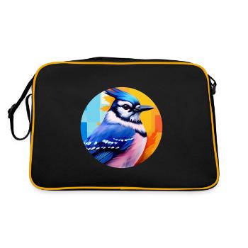 Blue jay bird - Retro Bag - black/gold - Back