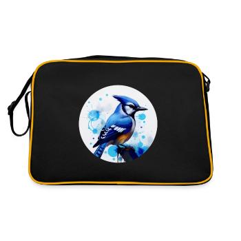 Blue jay bird - Retro Bag - black/gold - Back