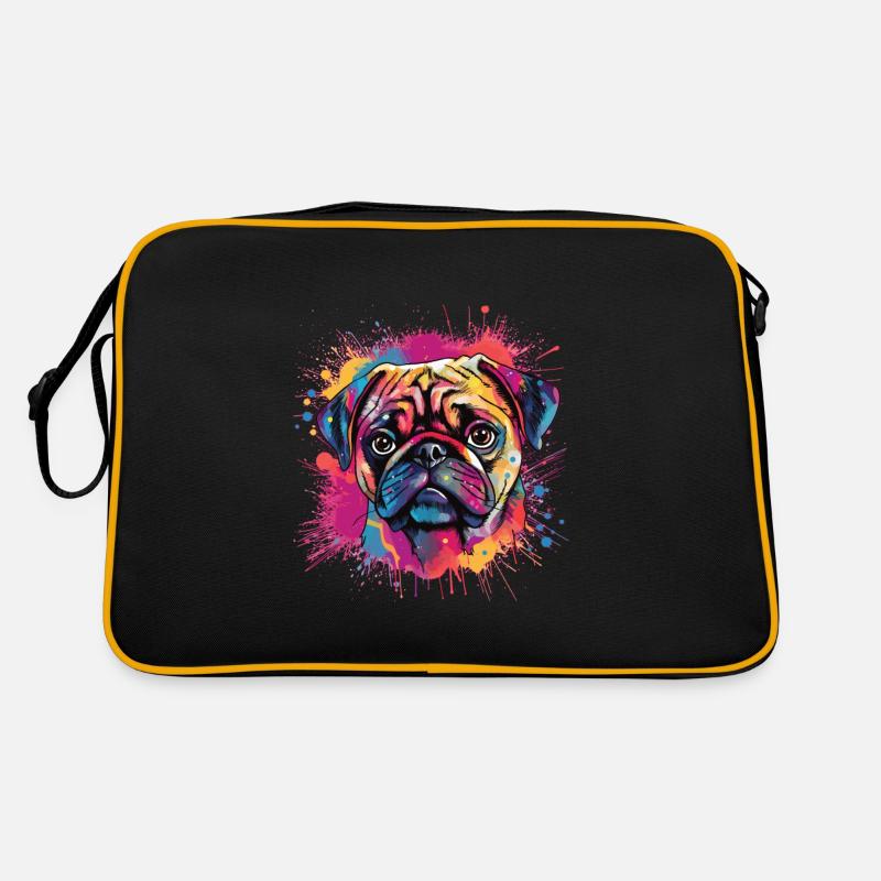 Mops-farbspritzer-design Retro Tasche