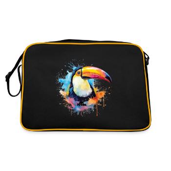 Toucan Watercolor Portrait - Retro Bag - black/gold - Back