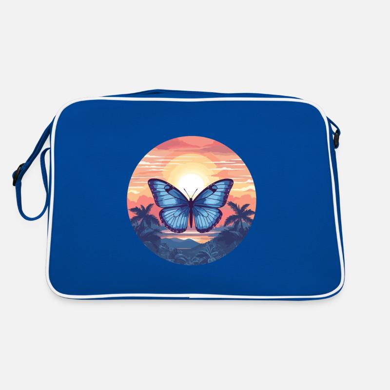 Blauer Morpho-Schmetterling Retro Tasche