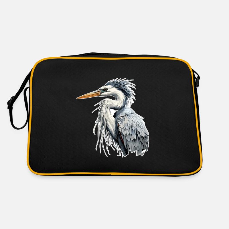 Reiher - Retro Tasche - Schwarz/Gold