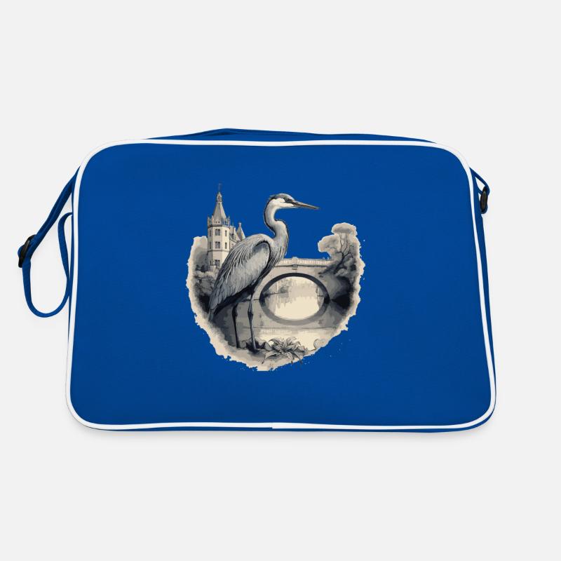 Majestätischer Graureiher Retro Tasche