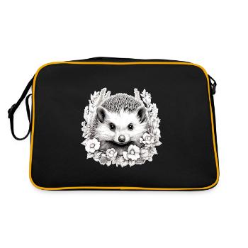 Süßer Vintage Igel - Retro Tasche - Schwarz/Gold - Hinten