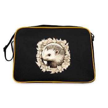 Süßer Vintage Igel - Retro Tasche - Schwarz/Gold - Hinten