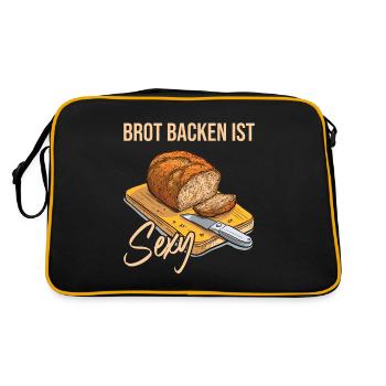 Brot Backen ist Sexy - Retro Tasche - Schwarz/Gold - Hinten