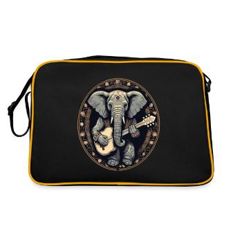 Elephant Serenade Banjo Music Art - Retro Bag - black/gold - Back