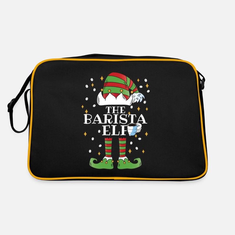 The Barista Elf Coffee - Retro Tasche - Schwarz/Gold