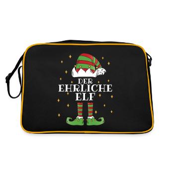 Der Ehrliche Elf - Familien Weihnachtsoutfit - Retro Tasche - Schwarz/Gold - Hinten
