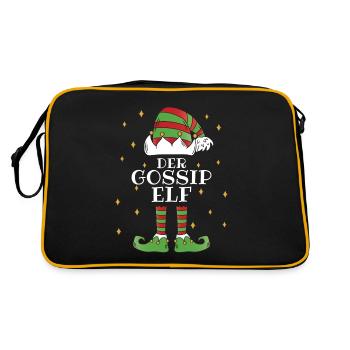 Der Gossip Elf - Familien Weihnachtsoutfit - Retro Tasche - Schwarz/Gold - Hinten