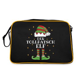 Der Tollpatsch Elf - Familien Weihnachtsoutfit - Retro Tasche - Schwarz/Gold - Hinten