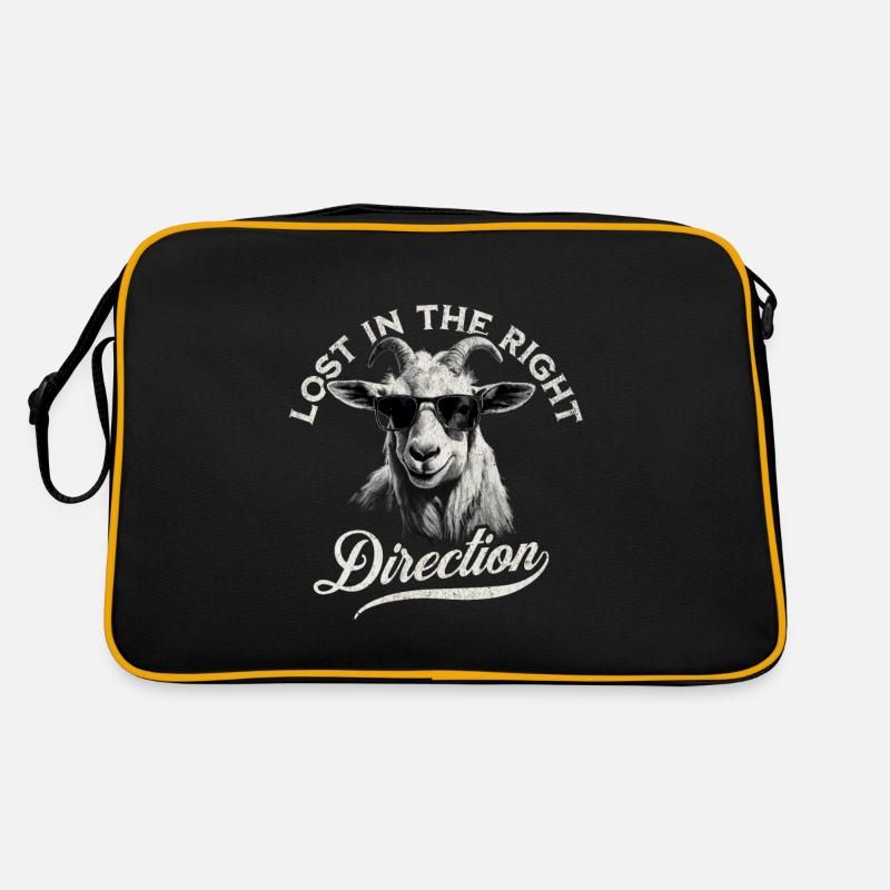 Perdu dans la bonne direction - La chèvre du randonneur - Sac Retro - noir/or