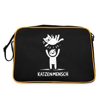 For the true cat person - love on four - Retro Bag - black/gold - Back