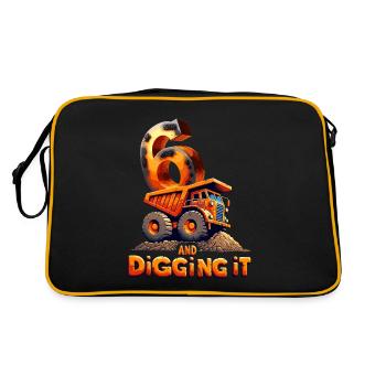 Un design amusant d’excavatrice orange passionnant pour le 6e anniversaire - Sac Retro - noir/or - Dos