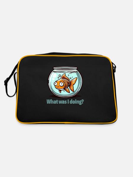 Qu’ai-je fait? - Réfléchir à la conception des poissons rouges - Sac Retro - noir/or - Dos