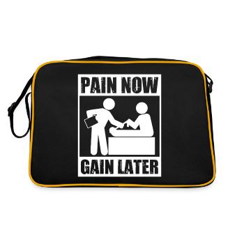 Jetzt Schmerzen, Später Mehr – Ausdauertherapeut - Retro Tasche - Schwarz/Gold - Hinten