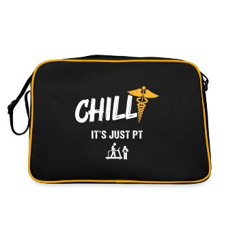 Chill, It’s Just Pt – Humorvoller Ansatz - Retro Tasche - Schwarz/Gold - Hinten