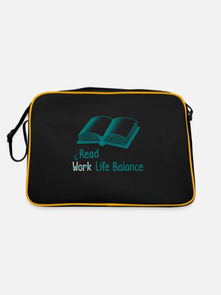 Read Work Life Balance – Bookworm Book Reading - Retro Bag - black/gold - Back