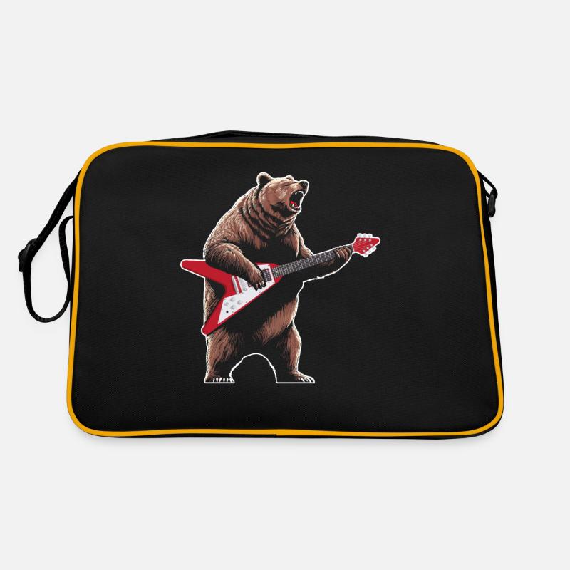 Bear spielt fliegenden V-Gitarrengitarristen Retro Tasche