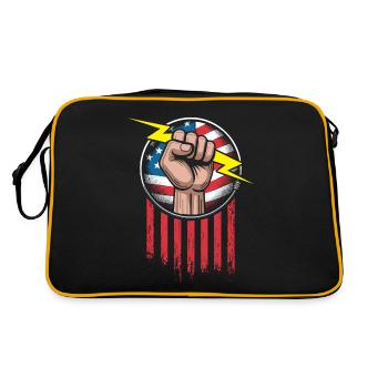 Electrician American flag patriotic - Retro Bag - black/gold - Back