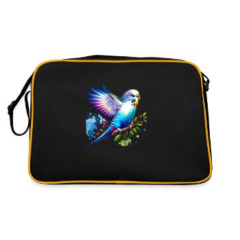 Aquarelles de perruche douce - Portrait d’oiseau paisible - Sac Retro - noir/or - Dos
