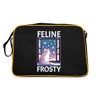 Feline Frosty Cat - Retro Tasche - Schwarz/Gold - Hinten