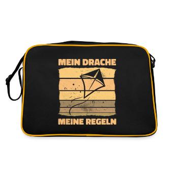 Mein Drache Meine Regeln Lustiges - Retro Tasche - Schwarz/Gold - Hinten