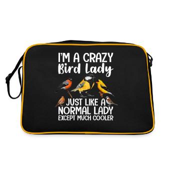 Ich bin eine verrückte Vogeldame, genau wie eine normale Dame - Retro Tasche - Schwarz/Gold - Hinten