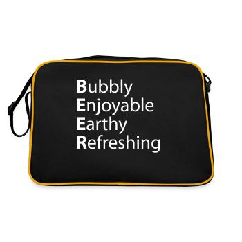 Bier Sekt, Angenehm, Erdig, Erfrischend - Retro Tasche - Schwarz/Gold - Hinten